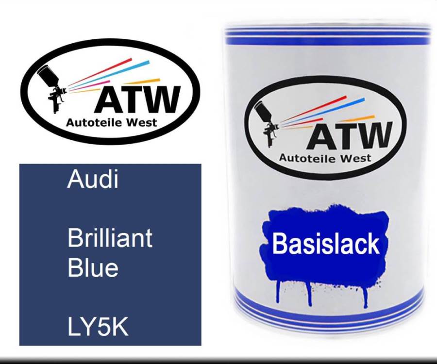 Audi, Brilliant Blue, LY5K: 500ml Lackdose, von ATW Autoteile West.